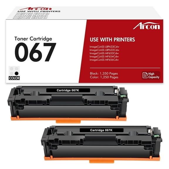 Arcon 067 Black Toner Cartridge Compatible for Canon Cartridge 067 CRG067 CRG-067 imageCLASS MF656Cdw MF654Cdw MF653Cdw LBP633Cdw LBP632Cdw (Black, 2-Pack)