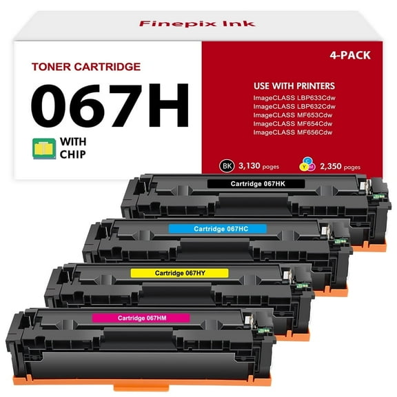 067H 067 Toner Cartridges High Yield with Chip Compatible for Canon 067H CRG-067H imageClass LBP633Cdw LBP632Cdw LBP631Cw MF653Cdw MF654Cdw MF655Cdw MF656Cdw (Black Cyan Magenta Yellow, 4-Pack)