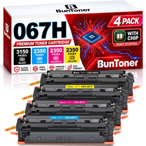 067H 067 Toner Cartridge Compatible for Canon 067 067H CRG-067 Toner Cartridge (Black Cyan Magenta Yellow)