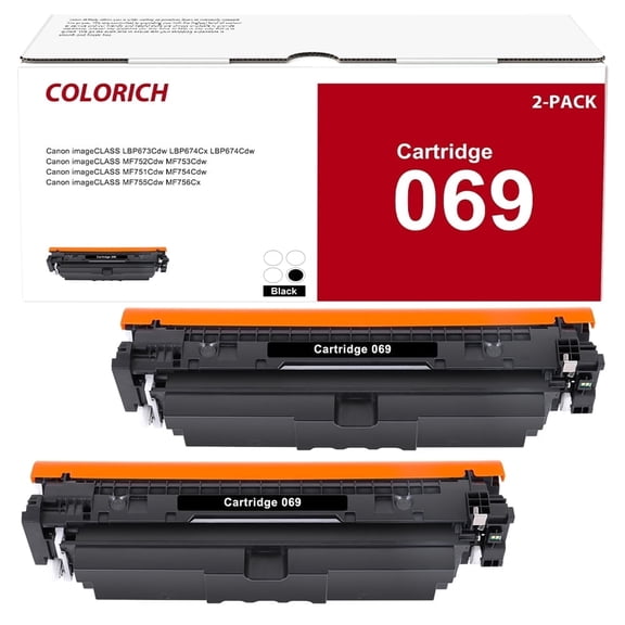 Colorich 069 069H Black Toner Cartridge Compatible for Canon 069 069H CRG-069 Toner Cartridge Canon imageCLASS MF753Cdw MF751Cdw LBP674Cdw LBP673Cdw Printer (2 pack)