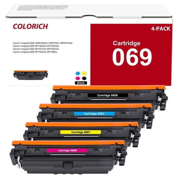 069 069H Toner Cartridge Compatible for Canon 069 069H CRG-069 Toner Canon imageCLASS MF753Cdw MF752Cdw MF751Cdw LBP673Cdw(Black Cyan Yellow Magenta 4pack)