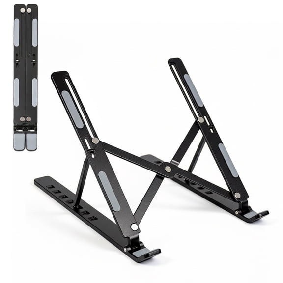 Elezeal Laptop Stand for Desk, Adjustable 6-Angle Foldable Metal Laptop Riser, up to 18 Inch - Black