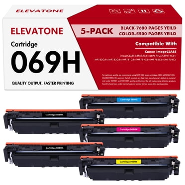 4-Pack 069 Toner Cartridge Replacement For Canon MF753Cdw, MF751Cdw, LBP674Cdw – Black, Cyan, Magenta, Yellow