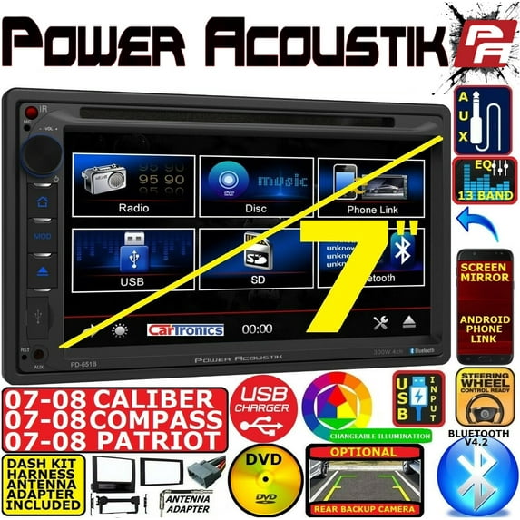 07 08 COMPASS CALIBER PATRIOT GPS NAVIGATION SYSTEM BLUETOOTH CAR STEREO RADIO