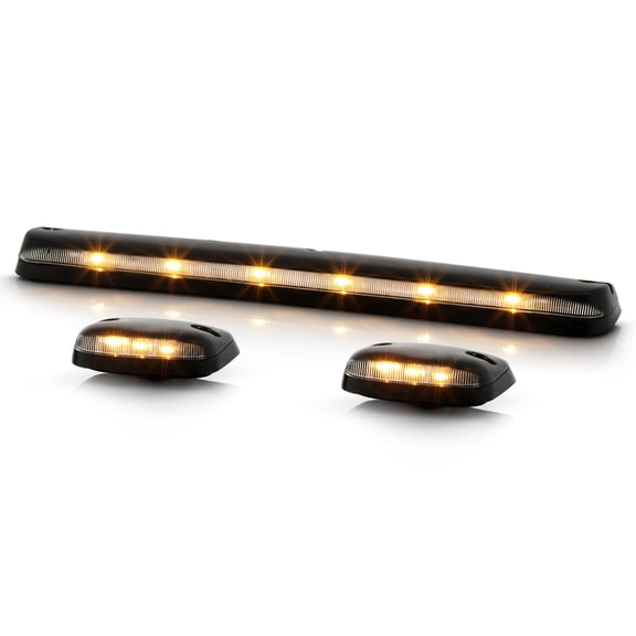 07-13 Silverado Sierra Amber LED Cap Upper Roof Clear Saftety Marker Lights 3Pcs