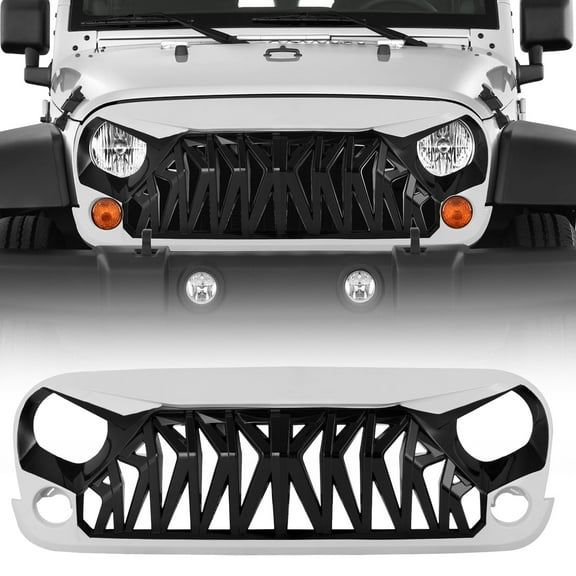 07"-18" Jeep Wrangler JK/JKU Grilles Black White ABS Mustang