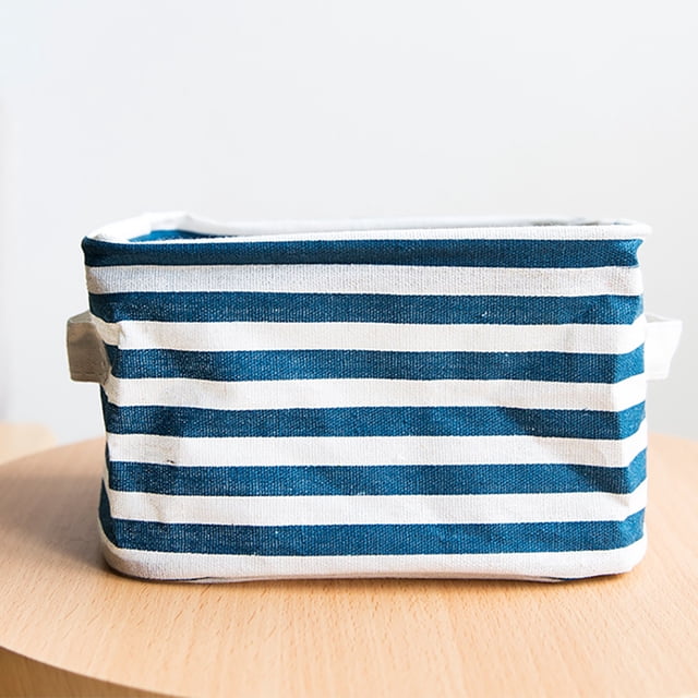 0724 Desktop Sundries Storage Basket Navy Blue,1Pc Storage Basket,Foldable Colors Storage Bin Closet Toy Box Container Organizer Fabric Basket Ny