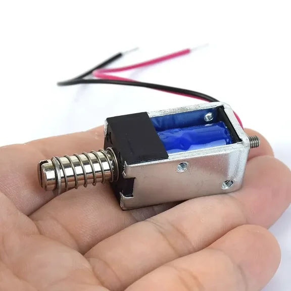 0730S DC12V Mini 15mm*17mm Mini Push-Pull Through Type Micro DC Electromagnet Open Frame Spring Solenoid Magnet Stroke 4.8mm-9mm