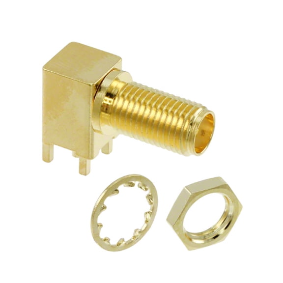 0732512201 SMA Connector Jack, Female Socket 50 Ohms Panel Mount, Through Hole, Right Angle Solder