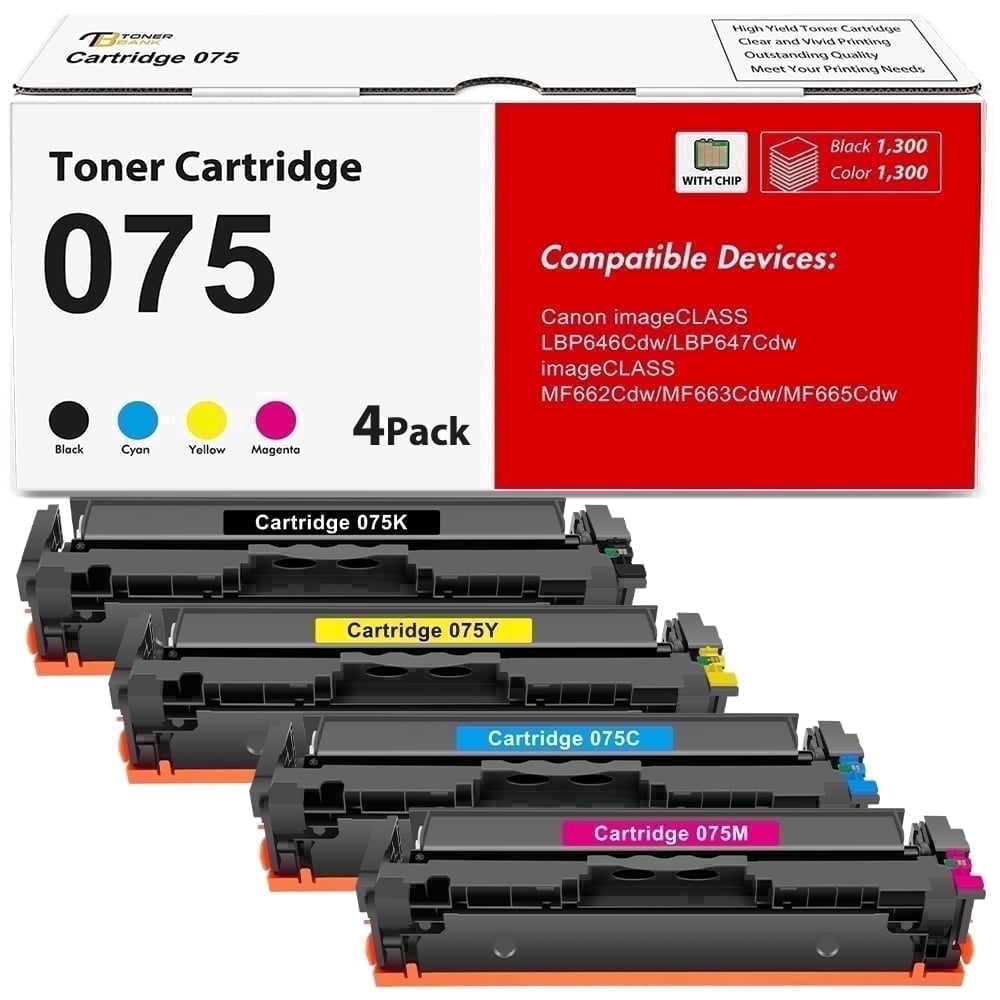 Vipink 075 075H Toner Cartridge With Chip Compatible for Canon 075 075H Toner Cartridge Set for Canon imageCLASS LBP646Cdw LBP647Cdw imageCLASS MF663Cdw MF665Cdw(Black, Cyan, Magenta, Yellow, 4-pack)