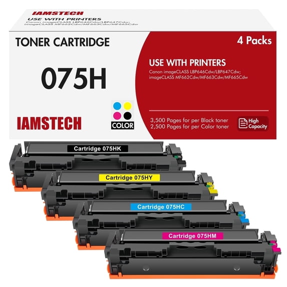 075H 075 Toner Cartridge With Chip Compatible for Canon 075H 075 Toner Cartridge Set for Canon imageCLASS LBP646Cdw LBP647Cdw imageCLASS MF663Cdw MF665Cdw(Black, Cyan, Magenta, Yellow 4pack)