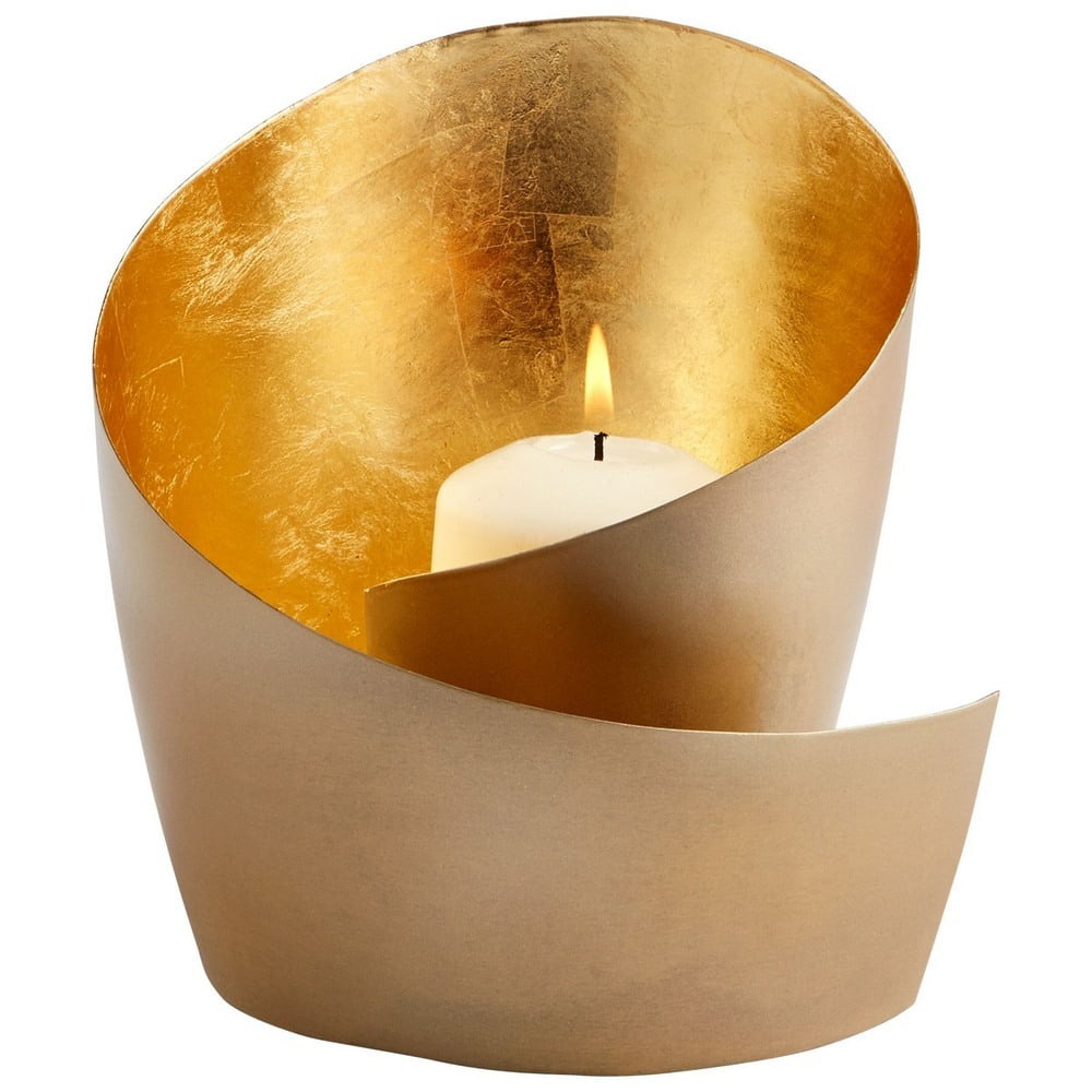 Contemporary Gold Brass Wrapped Candleholder