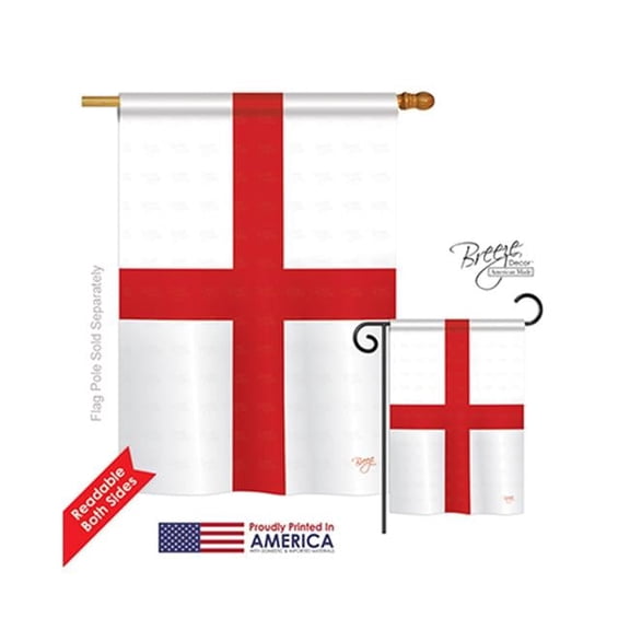 08168 England St. Georges Cross 2-Sided Vertical Impression House Flag - 28 x 40 in.