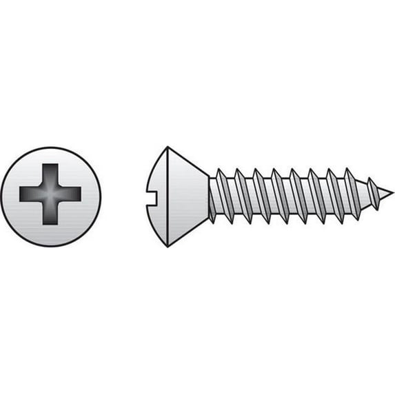 0823622 6 x 0.75 in. Oval Head Stainless Steel Sheet Metal Screws 100 per Box