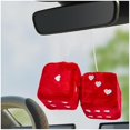 thumbnail image 1 of 0829 1 Pair Fuzzy Plush Dice for Car Mirror, 3'' Retro Square Dice with Heart-Shape, Plush Retro Dice Hanging Ornament, Universal Interior Hanging Dice Decor for Men Women (Red), 1 of 1