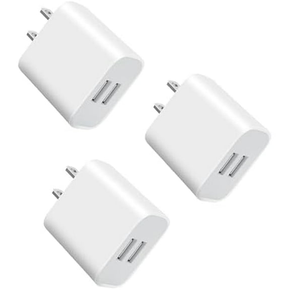 0829 3 Pack USB Wall Charger, Dual Port Plug Adapter for Wall Outlet Charging Block, USB Power Adapter for iPhone 14/13/12/11 / , XS/XR/X, Galaxy, Pixel, Moto and Android Phones (White)