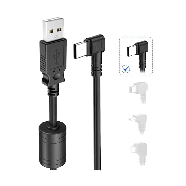 UTAH-Gonofeto Dash Cam Power Cord,  15Ft USB Type-C Thicker Shielded C Dashcam Charger Cable Mirror Camera Charging Cable 90 Degree Replacement Cord Ca - View #5