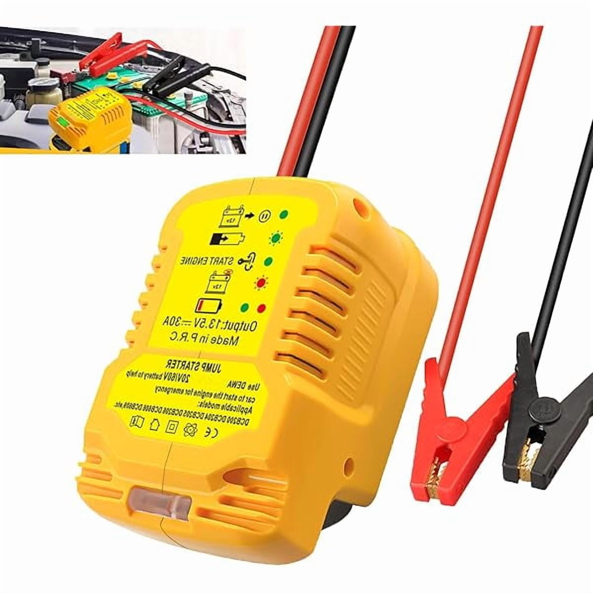 0829 Jump Starter Adapter for DeWalt 20V/60V Li-ion Battery Powered with Jumper Cable Clamps Portable Car Battery Charger Jump Starter(Battery Not Included)
