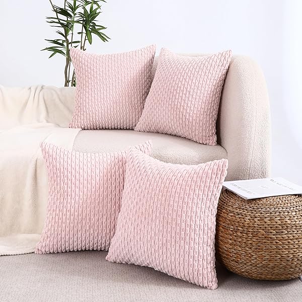 0829 Light Pink Decorative Couch Throw Pillow Covers 20x20 Set of 4 ...