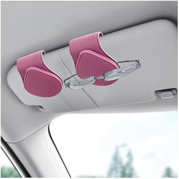 Motaney Bling Car Visor Sunglasses Holder – PU Leather With Rhinestones, Magnetic Closure & Card Slot (Car Accessory For Women)