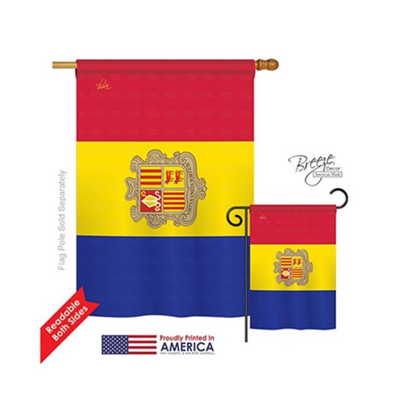 08319 Andorra 2-Sided Vertical Impression House Flag 28 x 40 in.