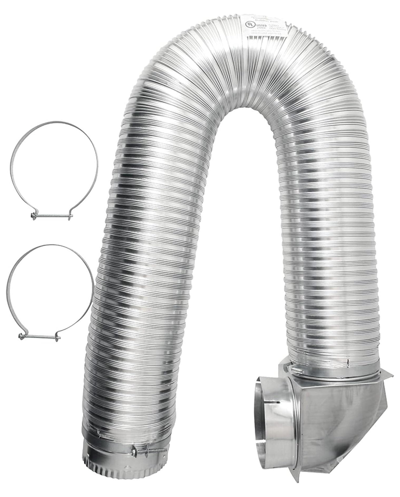 084718 All Metal SAF-T Single Elbow Dryer Vent Duct Kit, UL Listed, 4" Diameter x 8' Length, Silver - Durable & Fire-Resistant