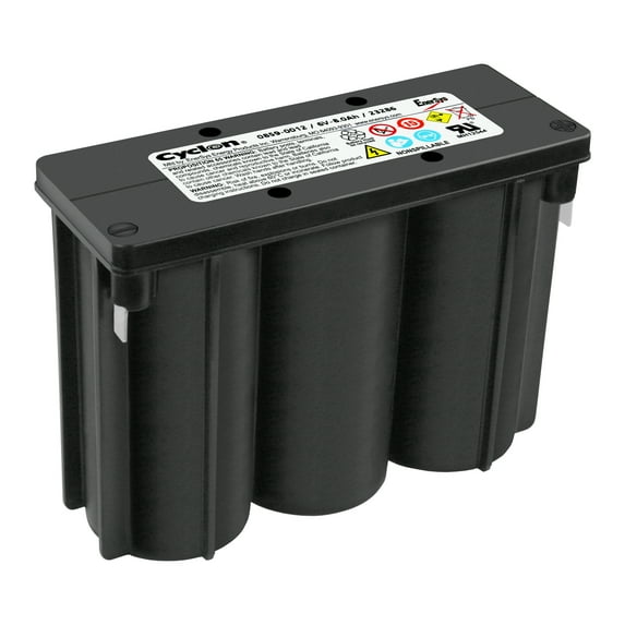 0859-0012 Rechargeable Battery, Cyclon Series, Single Cell, 6 V, Lead Acid, 8 Ah, E, Quick Connect