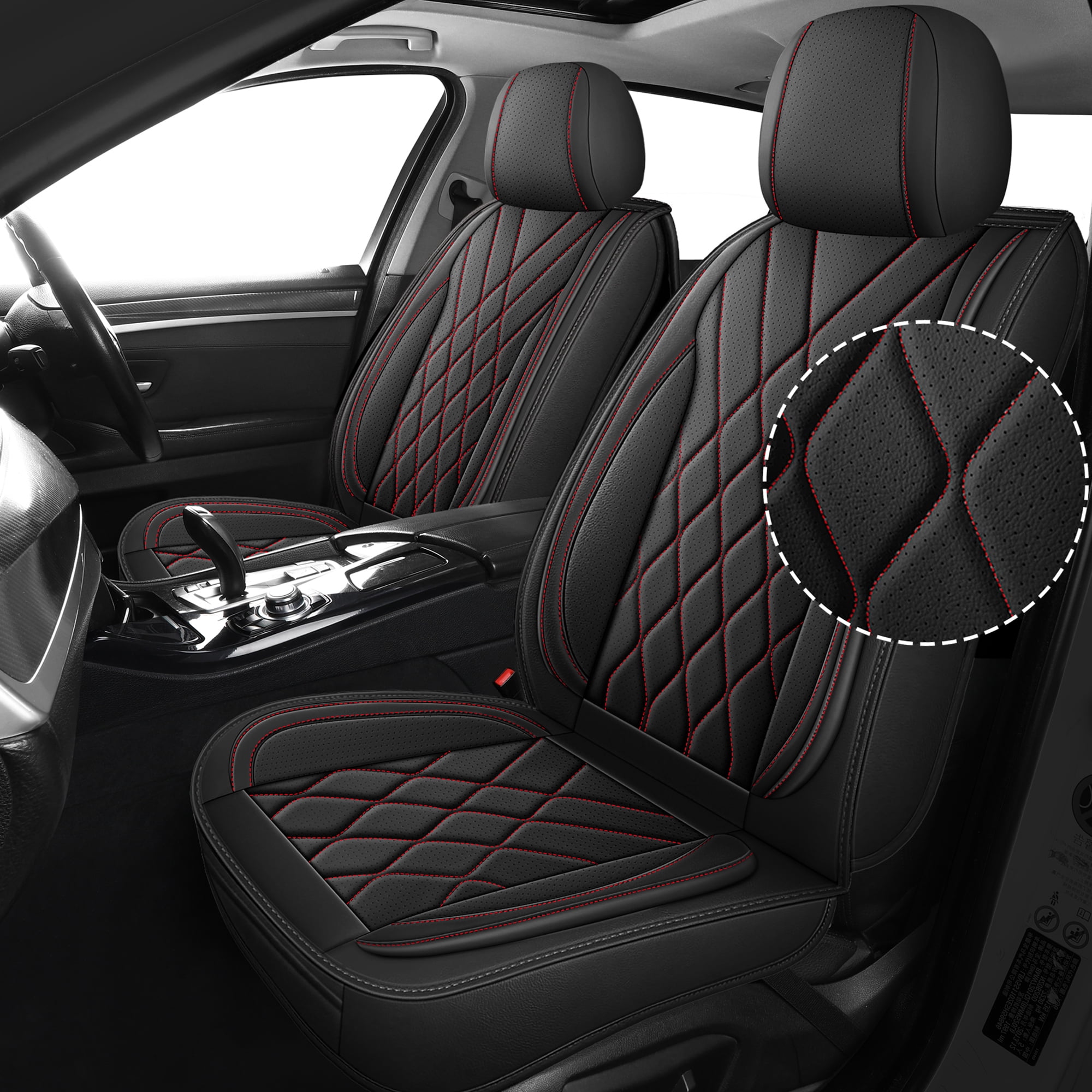 LINGVIDO Universal Front Car Seat Cover,Luxury Breathable Leather