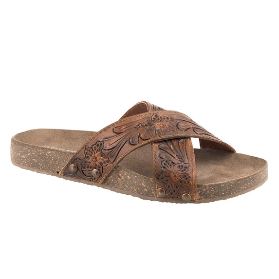 Women's Delaney Tooled Cross Band Sandal - 09-021-0607-2892 TA 10 M