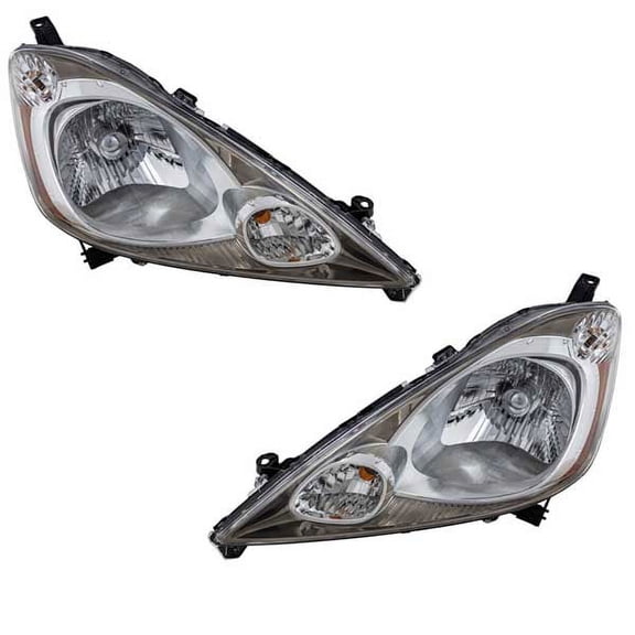 09-11 FIT Sport Front Headlight Headlamp w/Tinted Chrome Bezel w/Bulb PAIR SET