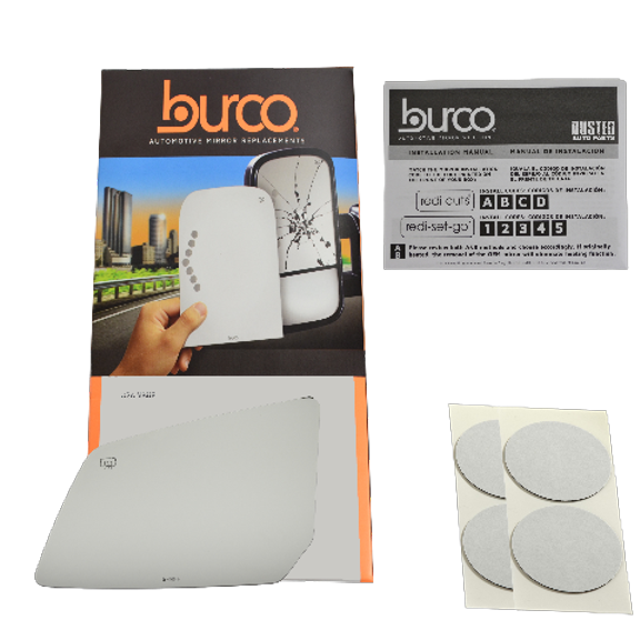 09-11 Traverse, 07-13 Acadia, 07-10 Outlook, Left Driver Mirror Heated Glass Lens w/Adhesive USA Models without spot mirror Models without Auto Dimming