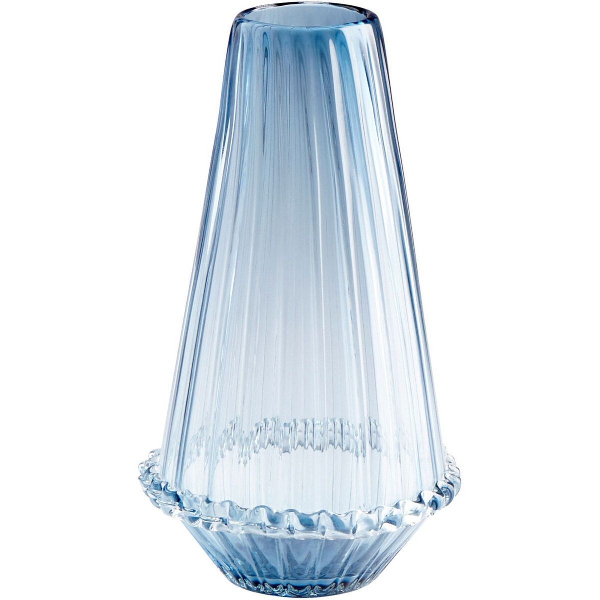 Sky Blue Ribbed Glass Table Vase