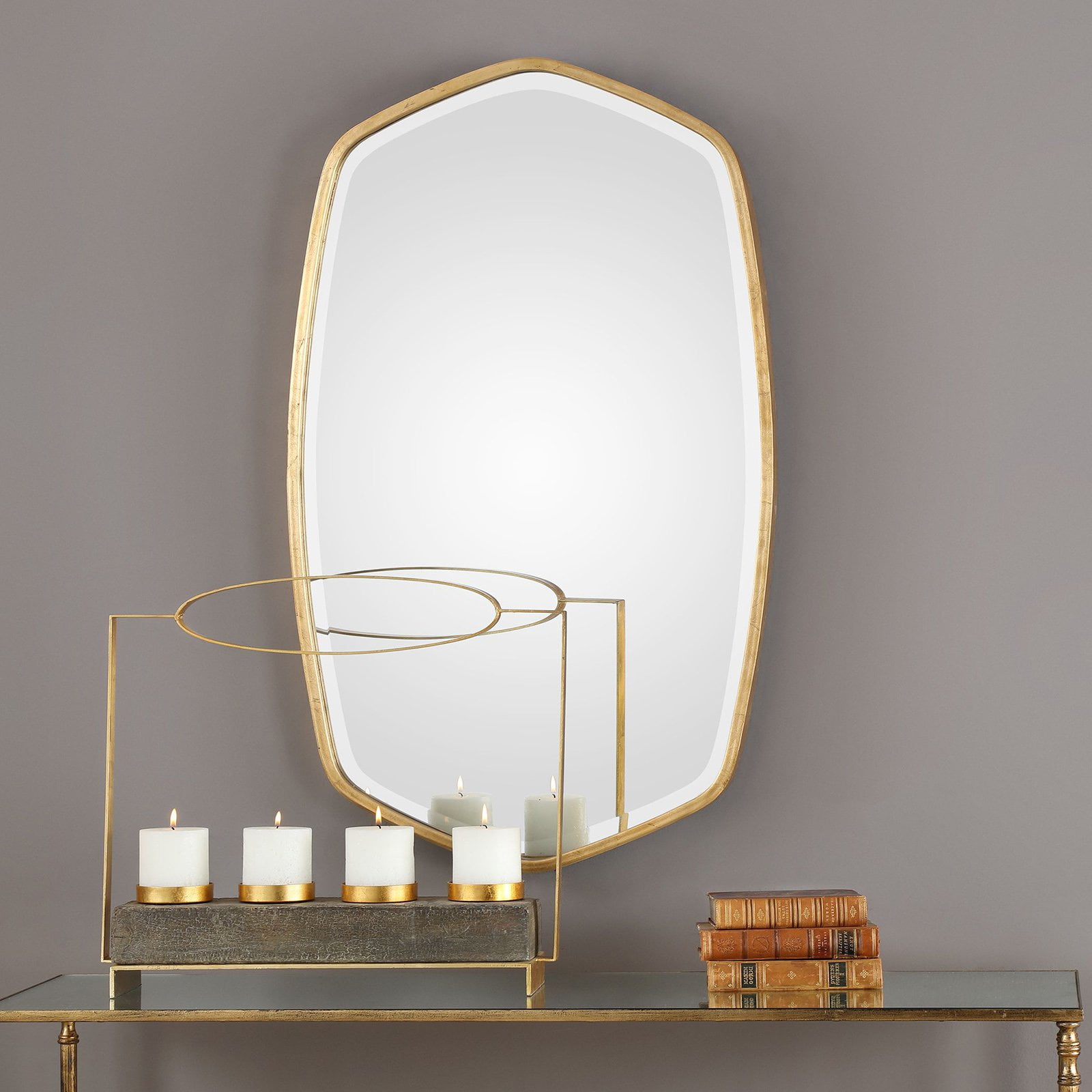 Eleganza Antique Gold Leaf Oval Wall Mirror 22" x 36"