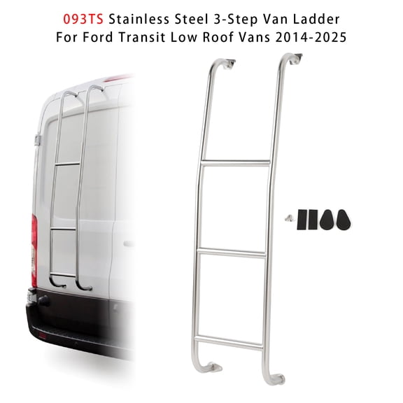 093TS Stainless Steel 3-Step Van Ladder For Ford Transit Low Roof Vans 2014-2025