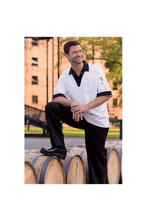 0940-4501 Pullover V-Neck Shirt White-Black Xs