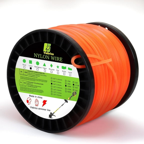 .095" Weed Eater String, Square Orange Heavy Duty String Trimmer Line, Weed Wacker String Universal Commercial Grade, Premium Nylon Weedeater Line 0.095" x 1.7LB, 330Foot