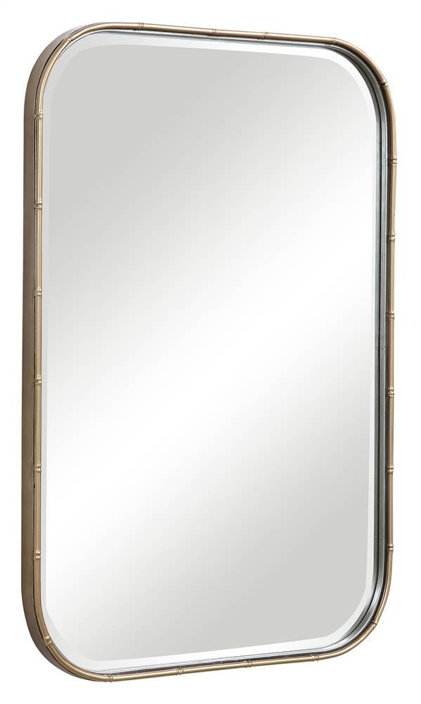 Elegant Rectangular Bamboo-Design Vanity Mirror in Antique Gold