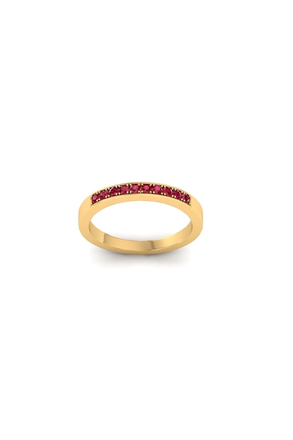 Stackable Full Eternity Garnet Lab Grown Sapphire Band in 925 Sterling Silver, Size 7
