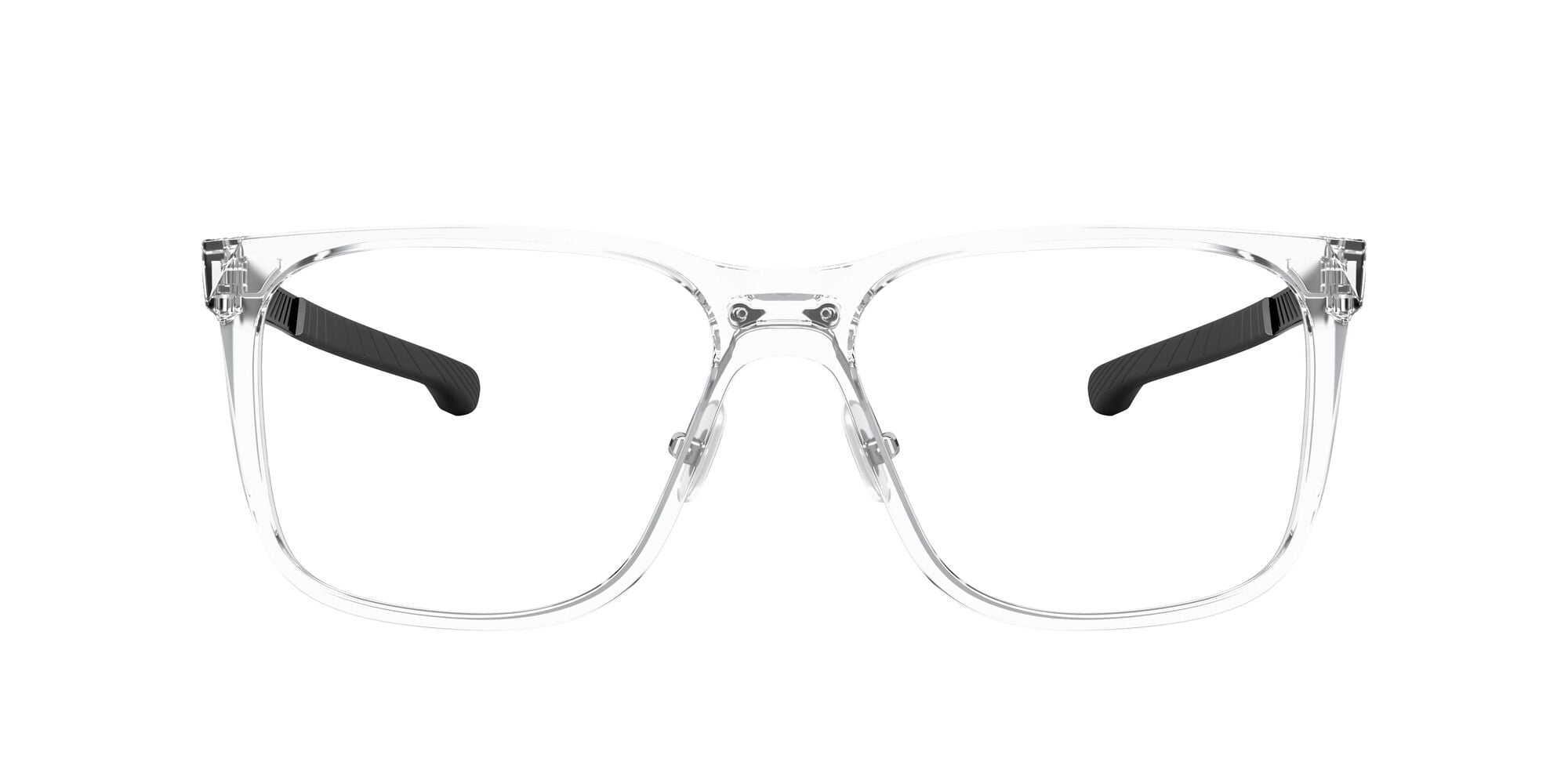 Oakley Hip Tone Optical Glasses, Rectangular Eyeglasses with Demo Lenses, Size 58, Polished Clear