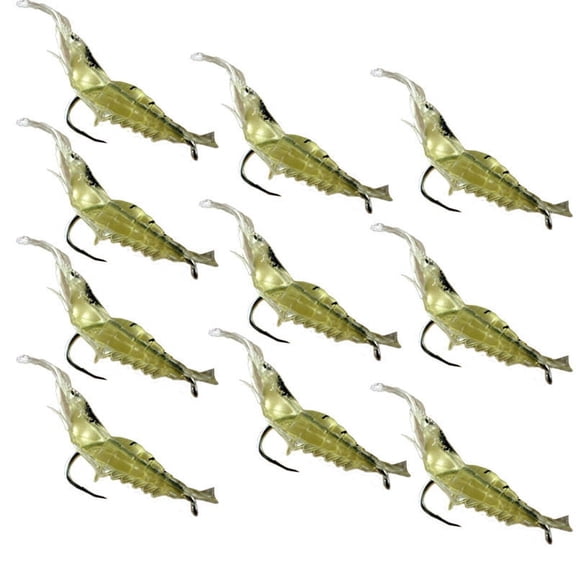 10Pcs Shrimp Simulation Soft, Voodoo ShrimpGulp Prawn Lure Bait Hook Tackle Bass Fishing Lures