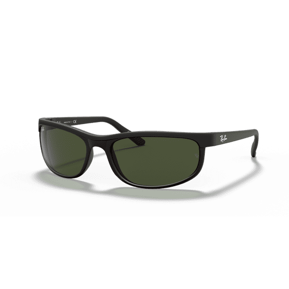 Ray-Ban Predator 2 Sunglasses, Sporty Rectangle Eyeglasses with Case, Matte Black/G-15 Green, Size 62