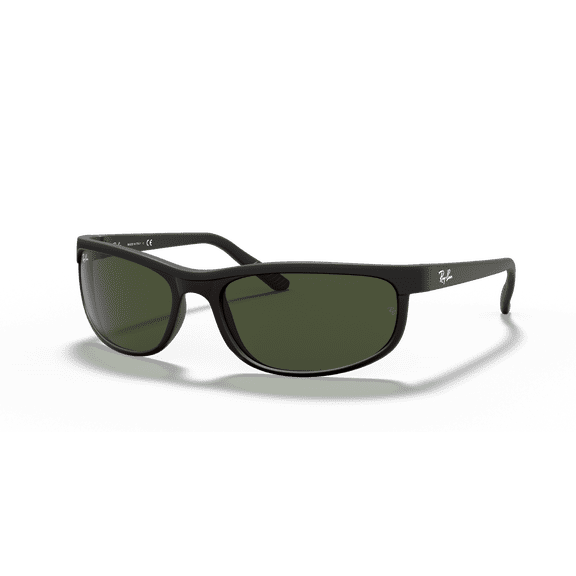 Ray-Ban Predator 2 Sunglasses, Sporty Rectangle Eyeglasses with Case, Matte Black/G-15 Green, Size 62