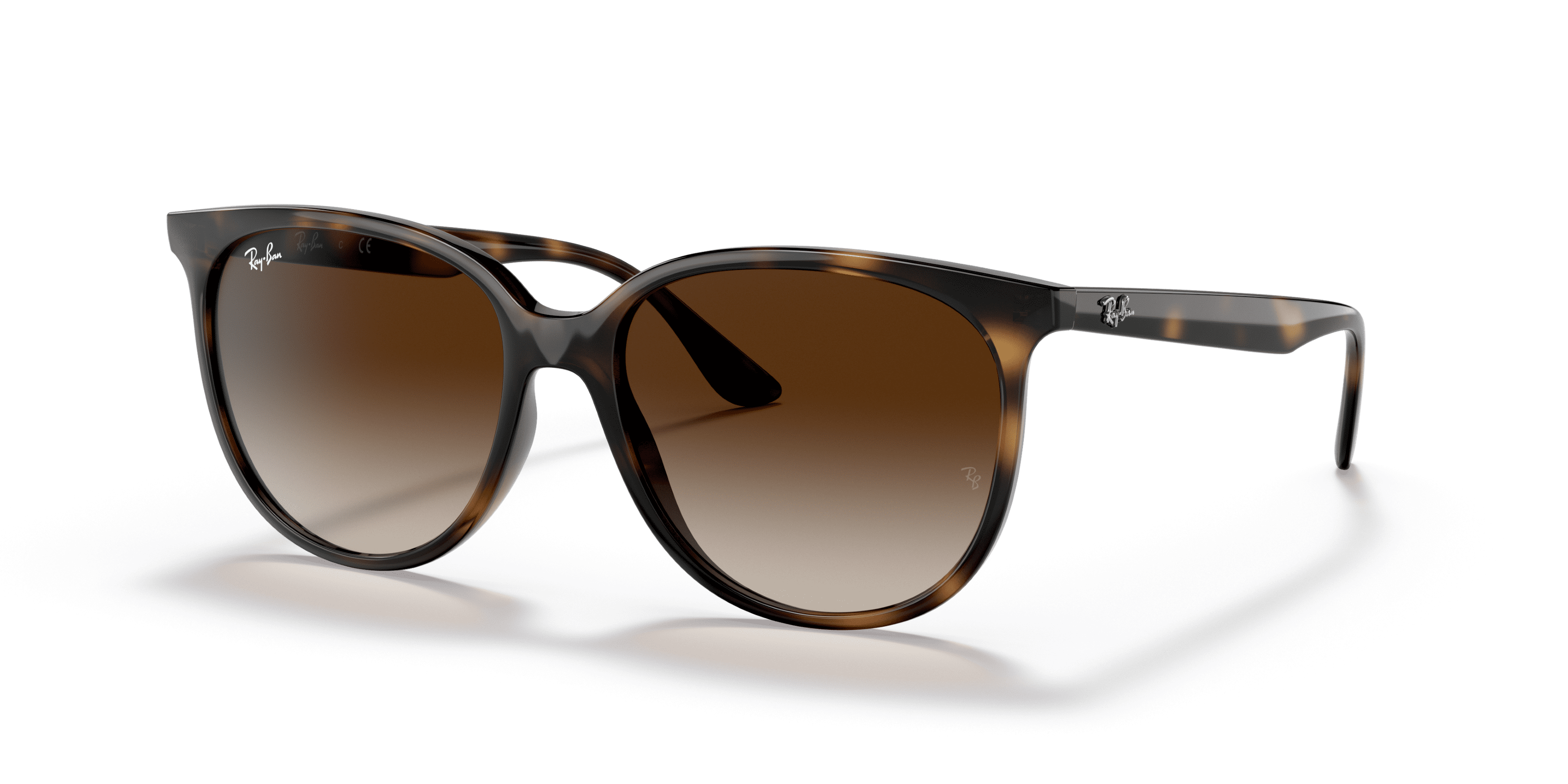 Ray-Ban Square Sunglasses for Women, Polished Havana Frames with Gradient Brown Lenses, Size 54