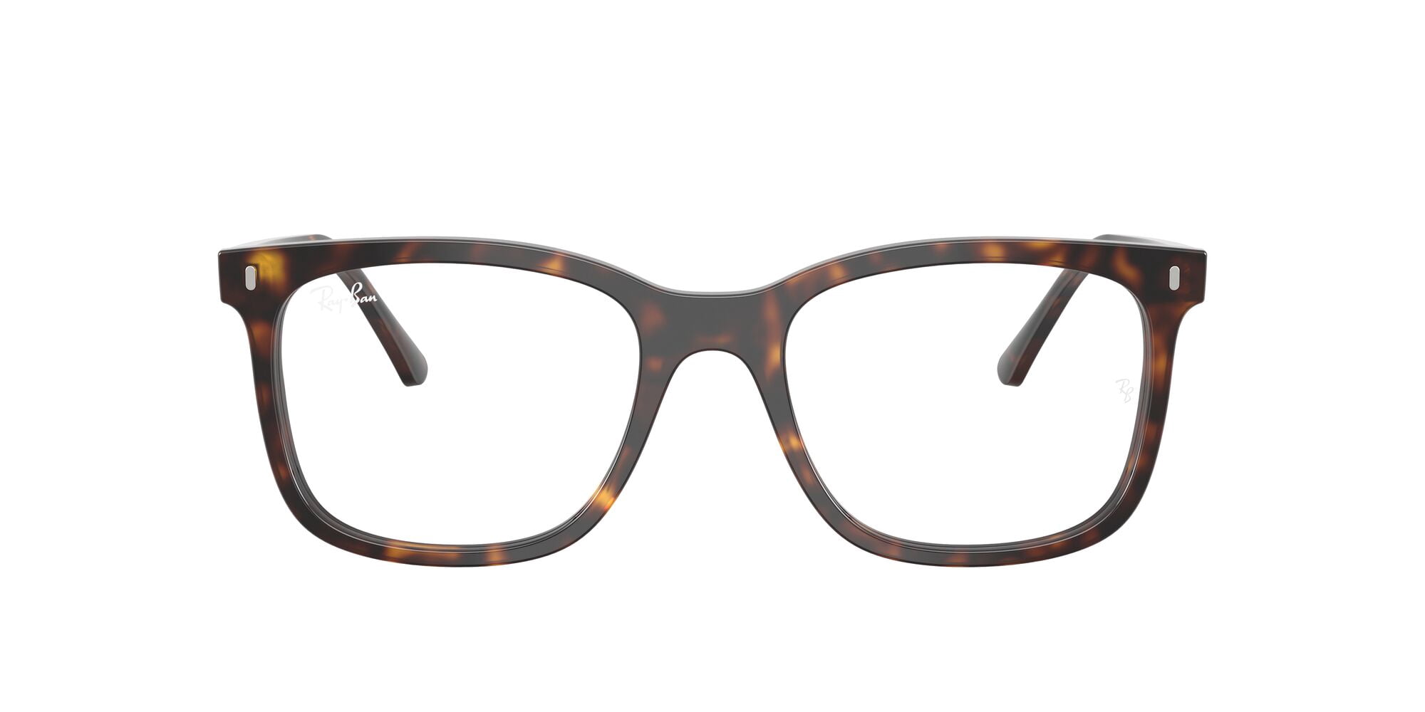 Ray-Ban Square Shaped Eye Glasses with Polished Havana Frames and Demo Lens, Size 51