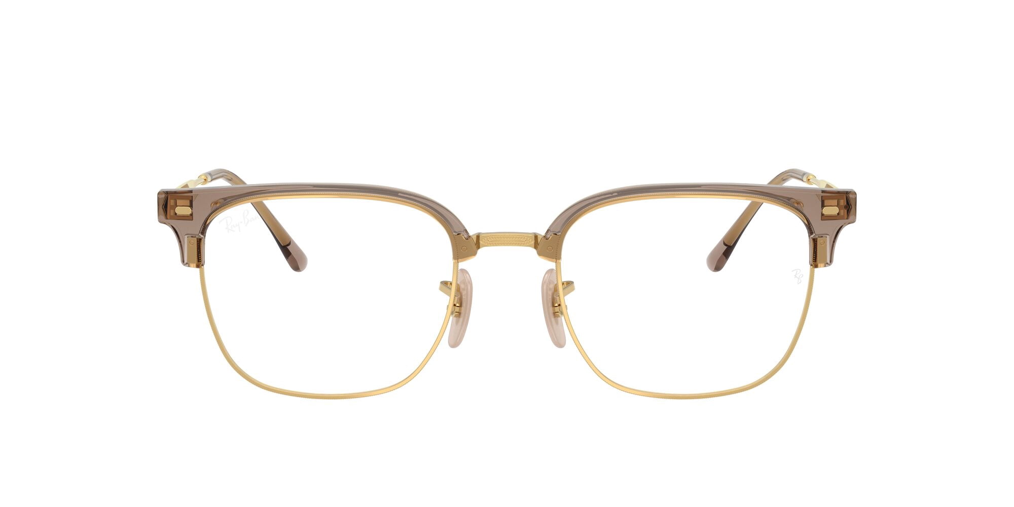 Ray-Ban Unisex Size 51 New Clubmaster Prescription Eyeglasses, Beige on Gold/Demo Lens
