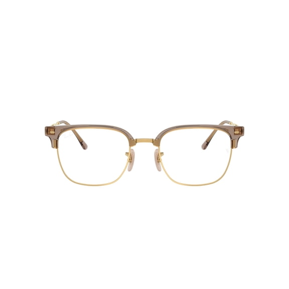Ray-Ban New Clubmaster Prescription Eye Glasses with Beige on Gold Frames, Size 51