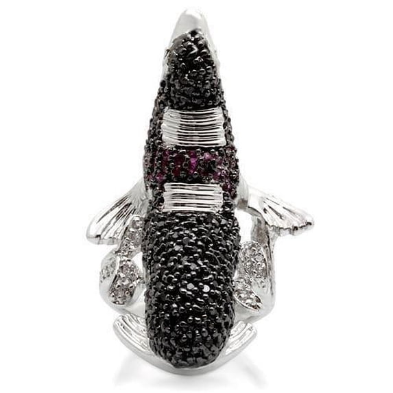 0W003 - Rhodium + Ruthenium Brass Ring with AAA Grade CZ in Multi Color