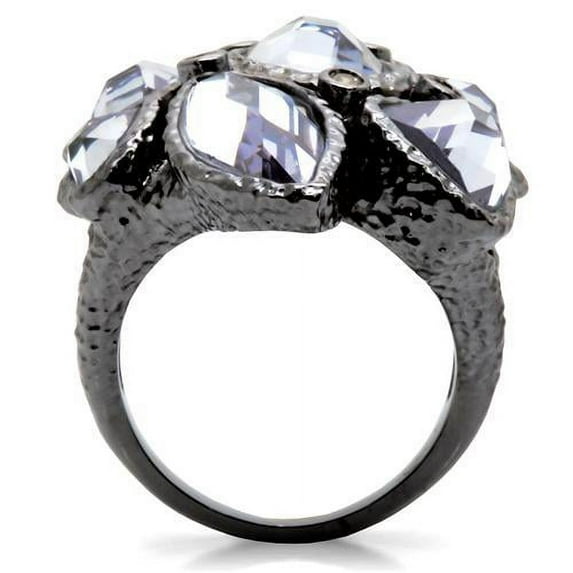 Ruthenium Brass Ring with AAA Grade CZ in Light Amethyst for Women Style 0W120