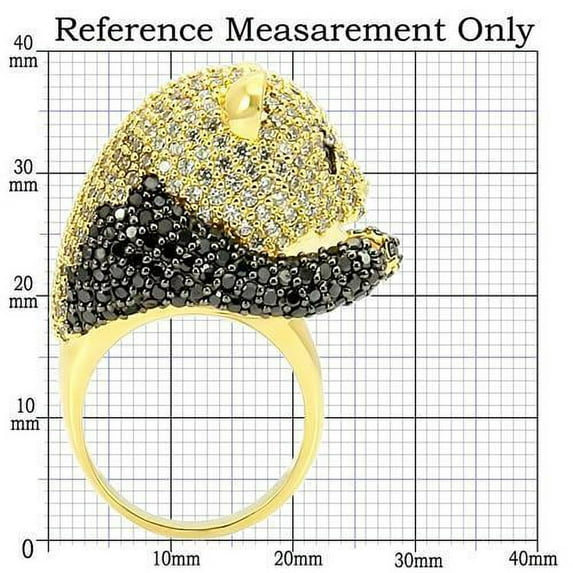 0W182 - Gold+Ruthenium Brass Ring with AAA Grade CZ in Jet
