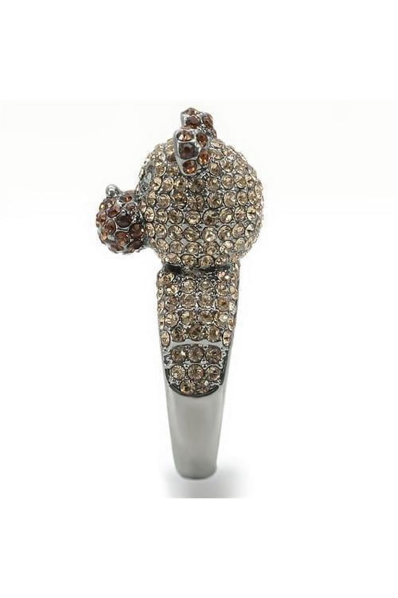 0W279 - Ruthenium Brass Ring with Top Grade Crystal in Multi Color
